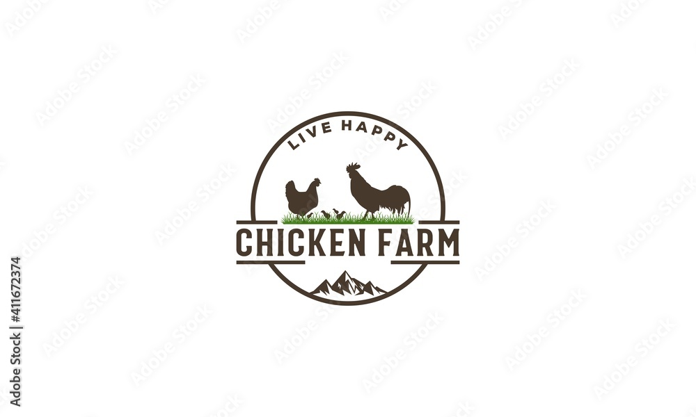 logo for chicken farm on white background