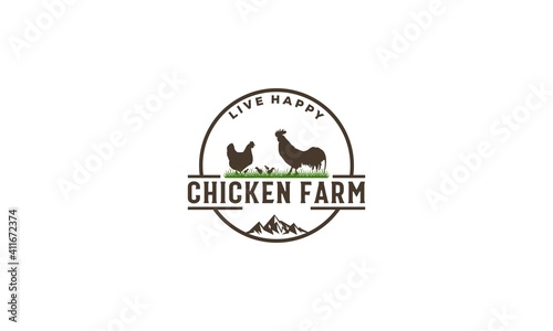 logo for chicken farm on white background