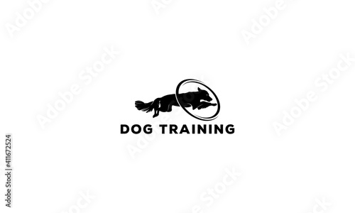logo for dog training, with a dog making a jump