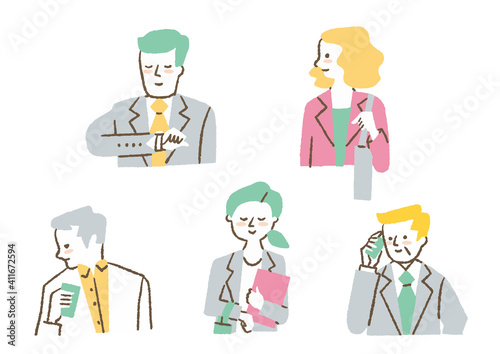 通勤途中の会社員5人