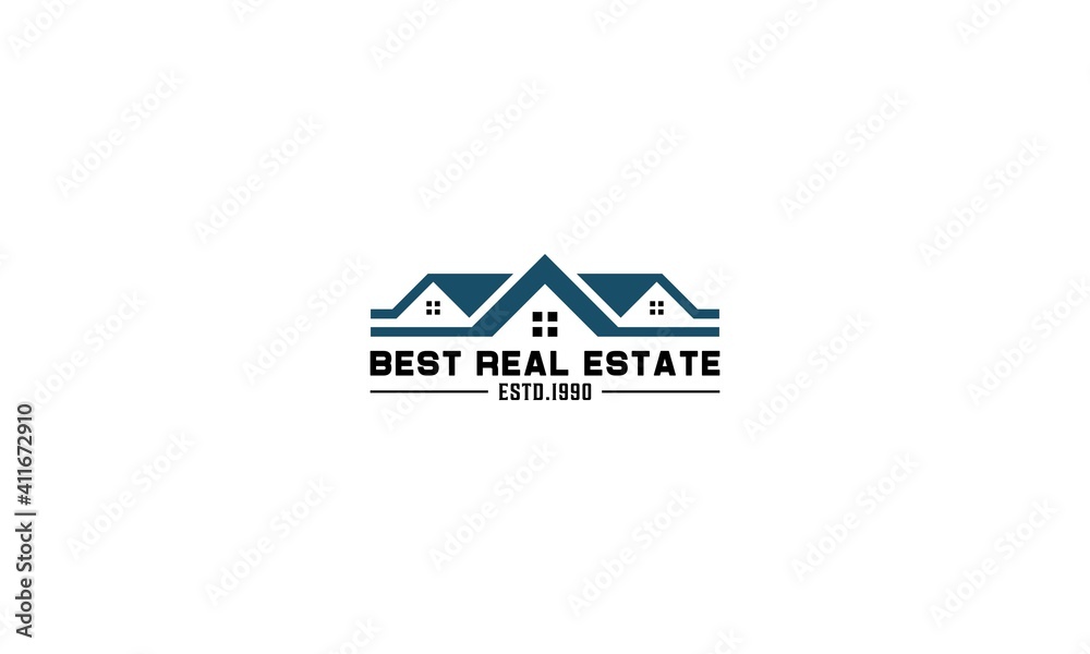 Real estate logo with house illustration and white background Real estate logo with house illustration and white background