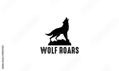 roaring wolf logo on white background