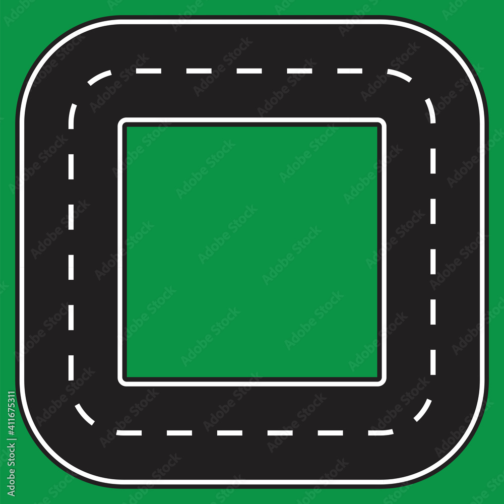 The road is in the form of a square. The track is square. Road style square. Vector illustration. Stock image. EPS 10. The road is in the form of a square. The track is square. Road style square. Vector illustration. Stock image. EPS 10.