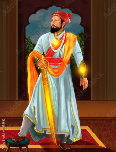 shivaji maharaj, chhatrapati shivaji king indian ruler with sword