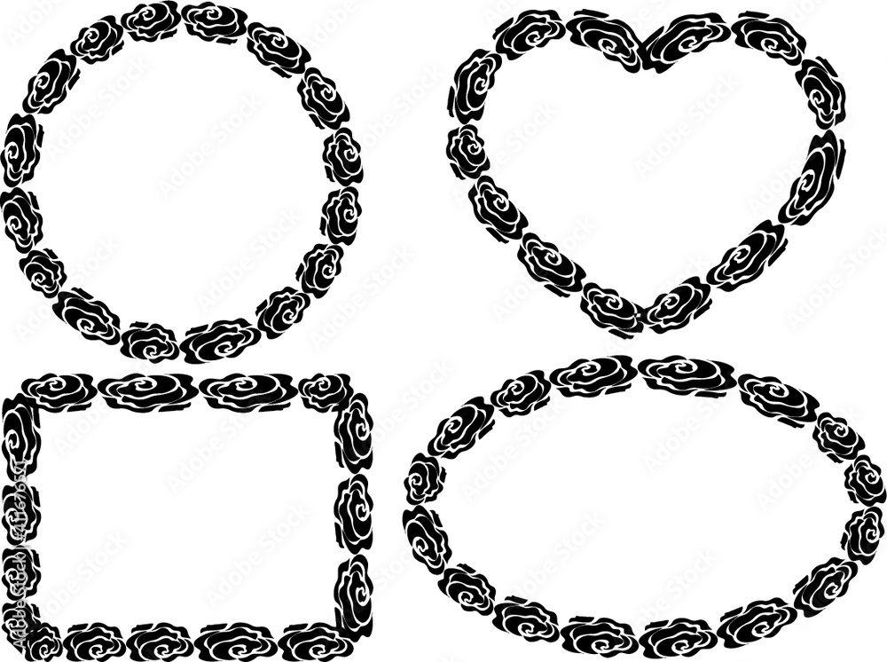Fototapeta premium vector drawing rose border frame set background design