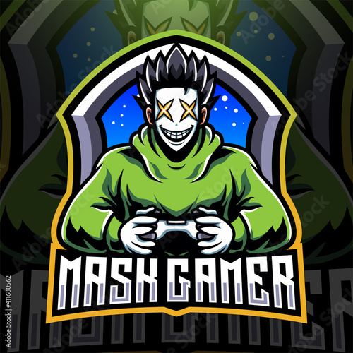 Mask gamer esport mascot logo design