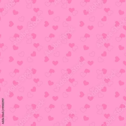 Seamless background for creative works in the scrapbooking technique. Material for scrapbooking with hearts. Retro seamless pattern. Colored hearts on a colored background.