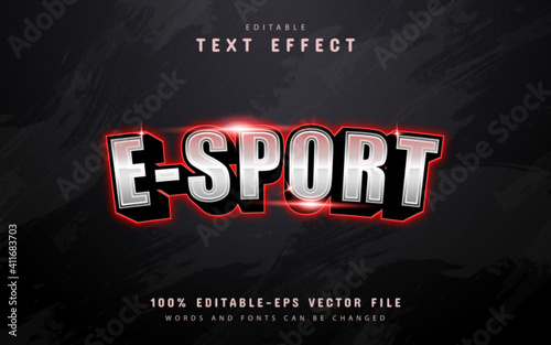 Modern esport text effect with red light
