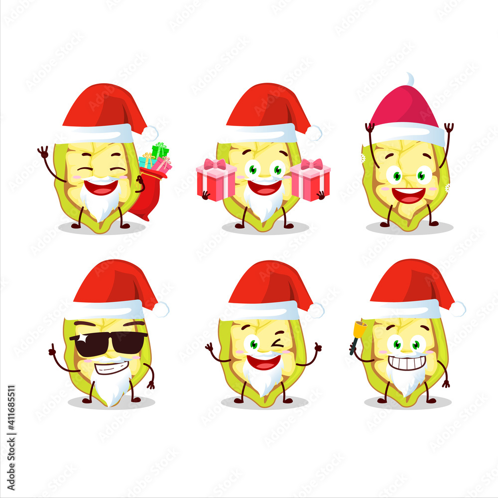 Santa Claus emoticons with slice of cupuacu cartoon character