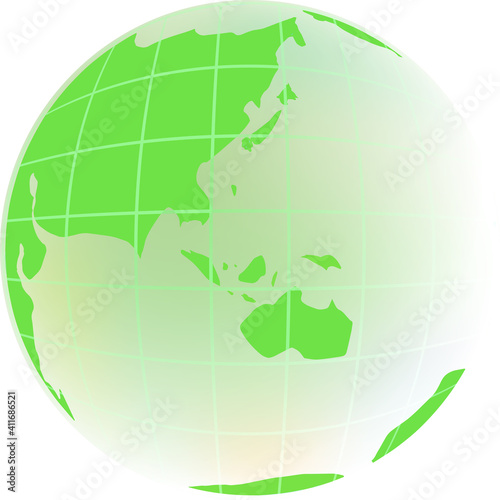 ガラスのグリーンの地球