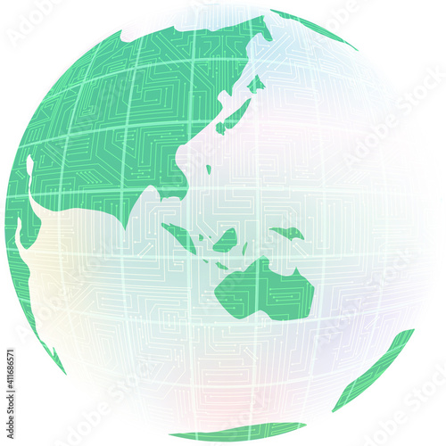 ガラスのエメラルドグリーンの地球