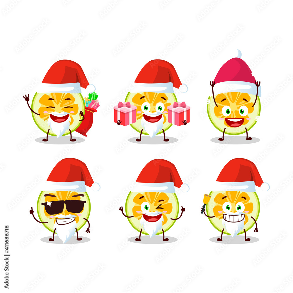 Santa Claus emoticons with slice of jackfruit cartoon character