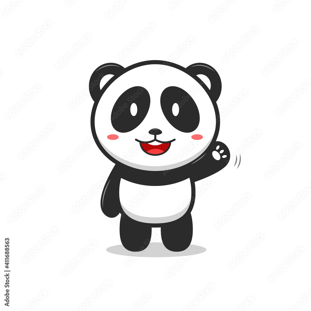 Naklejka premium Vector illustration of a cute panda waving, great for mascot or stickers