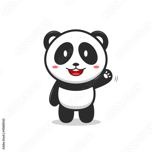 Vector illustration of a cute panda waving  great for mascot or stickers