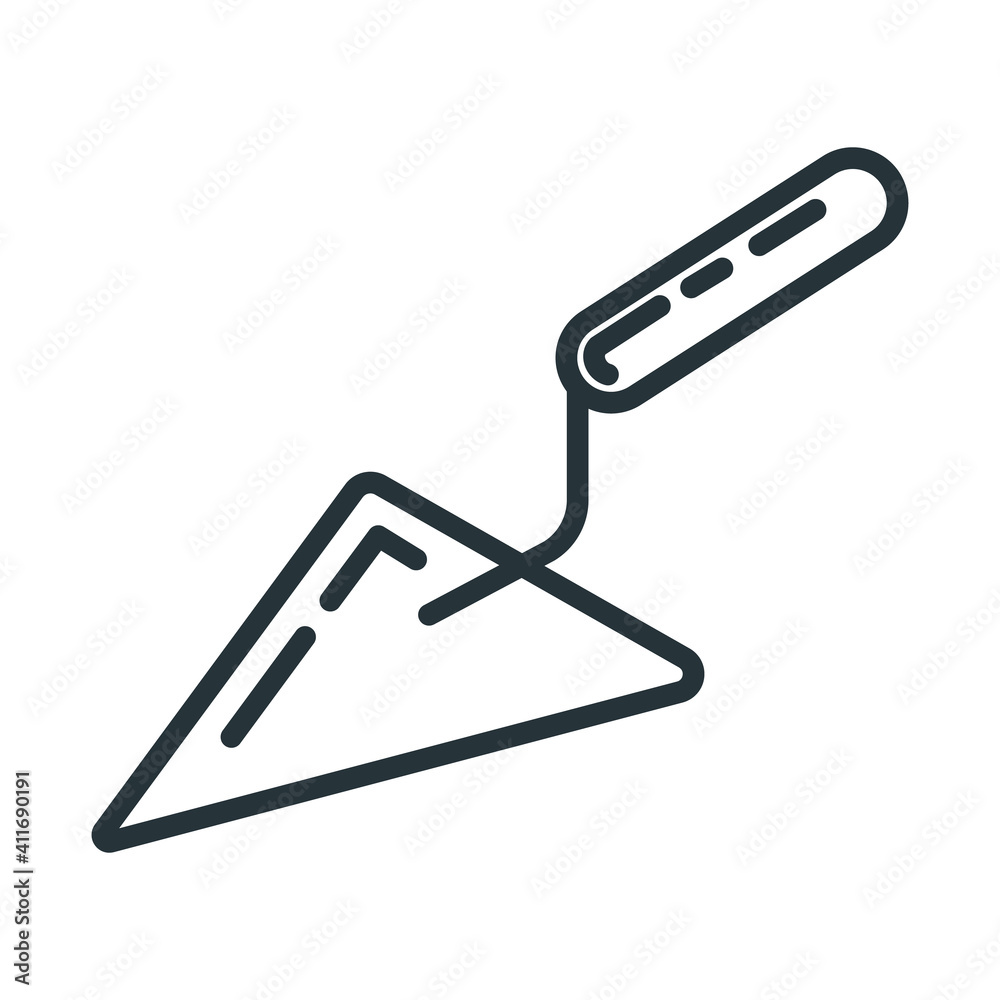 Concept spatula construction tool icon, trowel toolkit professional instrument flat line vector illustration, isolated on white. Concept spatula construction tool icon, trowel toolkit professional instrument flat line vector illustration, isolated on white.