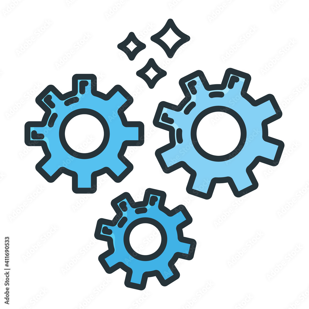 Gear pinion mechanism icon, concept engineering stuff object line flat vector illustration art, isolated on white Gear pinion mechanism icon, concept engineering stuff object line flat vector illustration art, isolated on white