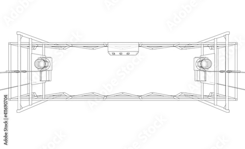 Empty construction elevator. Vector