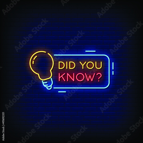 Did You Know Neon Signs Style Text Vector