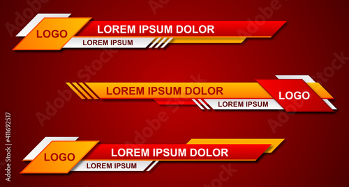 Modern stylish lower third banner template design. Graphic set of Broadcast News Lower Thirds Banner for Television. Vector video headline title. Vector illustrator