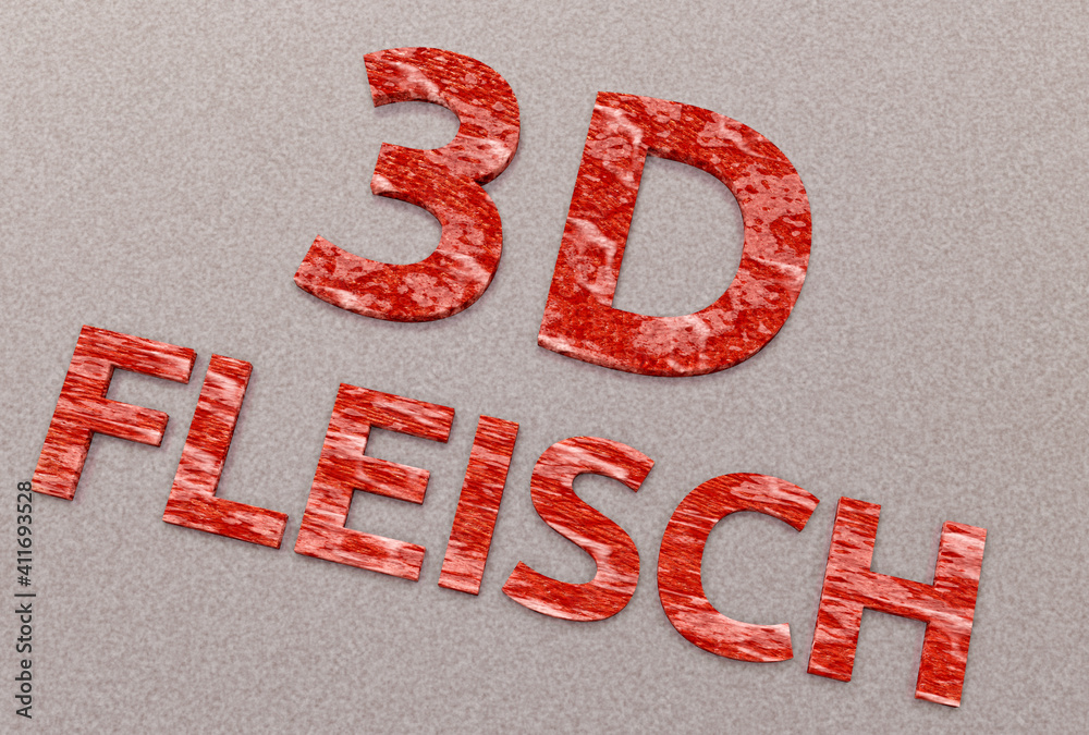 3D Fleisch Schrift in Fleisch - Textur || Kultivuertes Fleisch