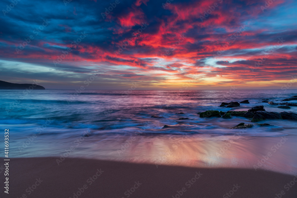 High cloud beautiful sunrise seascape