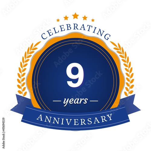 9 Year Anniversary Vector Template Design Illustration