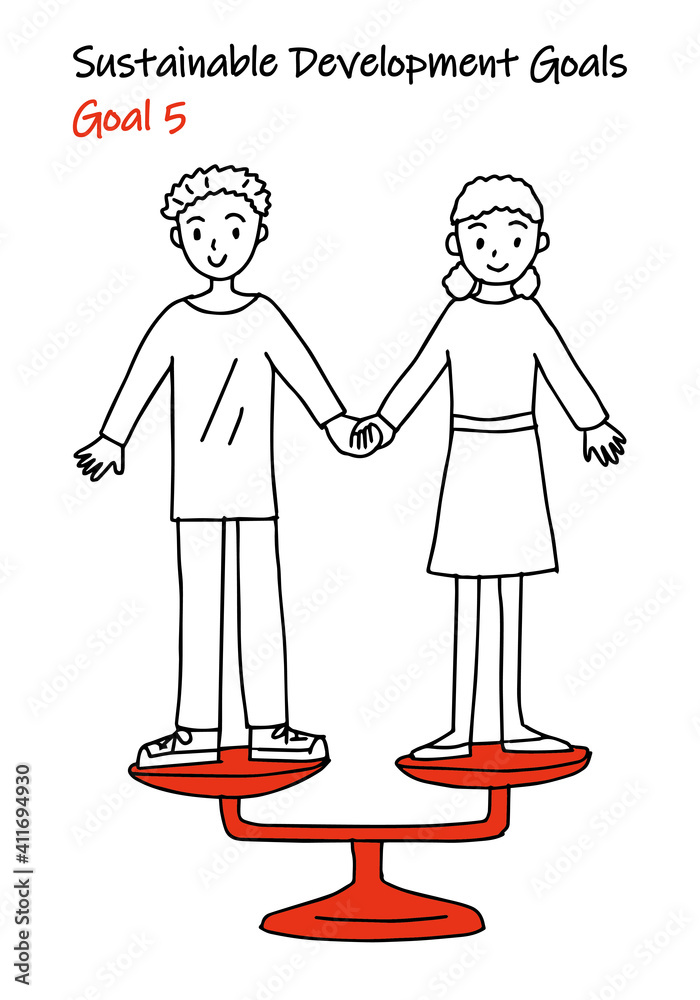 SDGs GOAL5のための指定色シンプル2色イラスト
