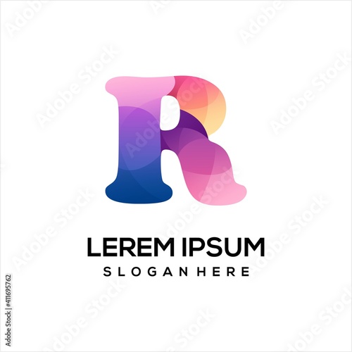 Awesome R letter Logo Colorful Gradient Vector Design Template