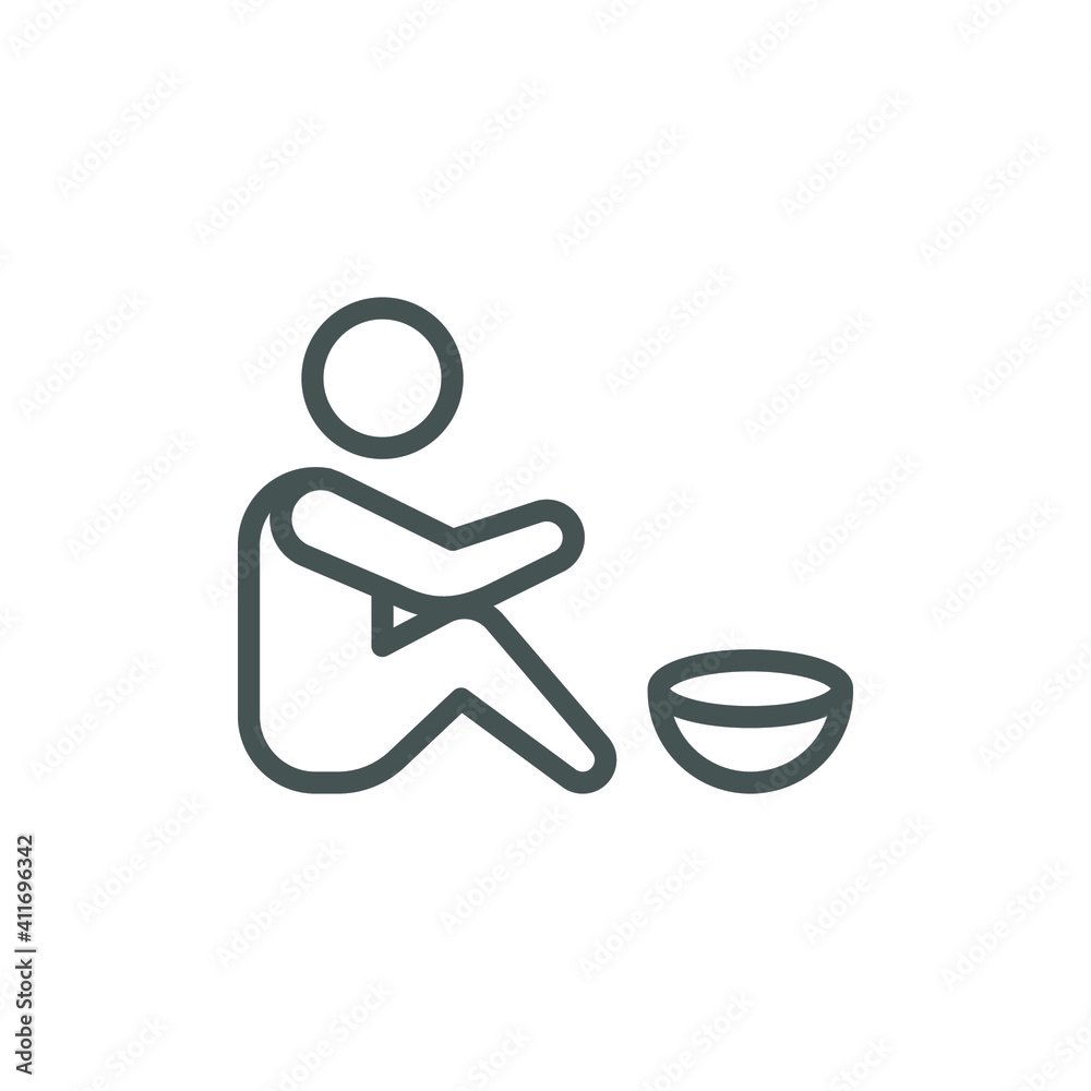 Poverty line icon. Simple outline style. Homless, beggar, hunger and poor concept. Vector illustration on white background. EPS 10 Poverty line icon. Simple outline style. Homless, beggar, hunger and poor concept. Vector illustration on white background. EPS 10