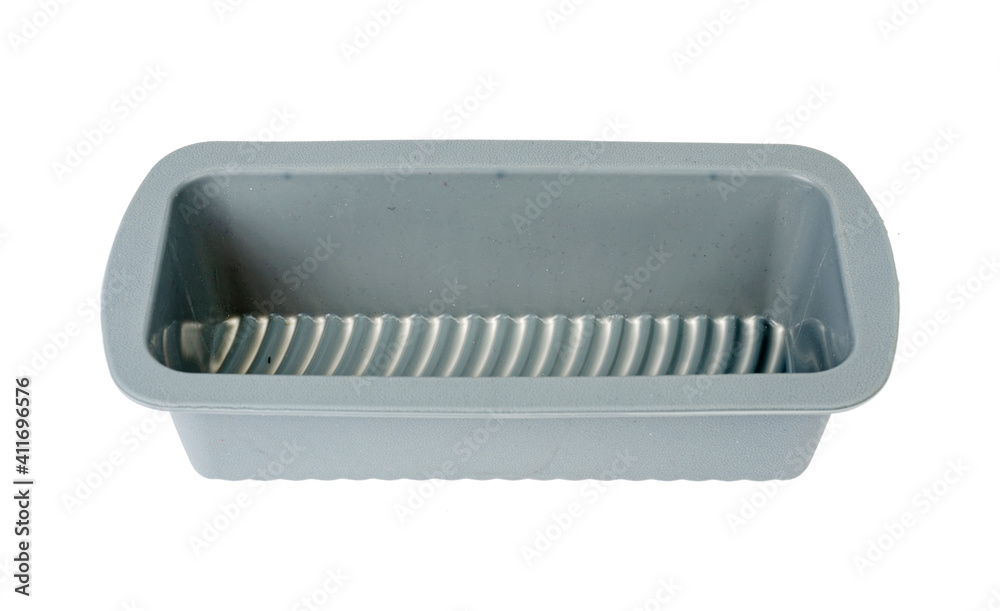 New gray silicone baking dish isolated on white background. Studio Photo New gray silicone baking dish isolated on white background. Studio Photo