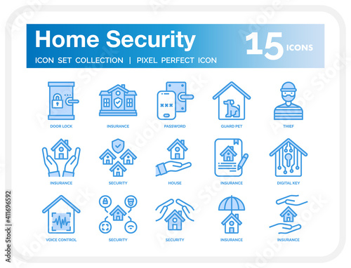 Home security icon set