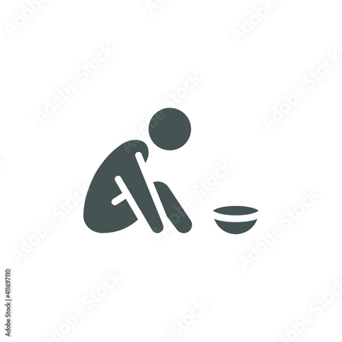 Poverty glyph icon. Simple solid style. Homless, beggar, hunger and poor concept. Vector illustration on white background. EPS 10