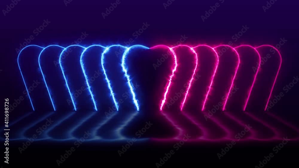 abstract love blue and red neon effect animation