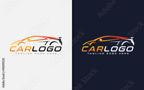 Modern Car Logo Design. Modern Colorful Silhouette Car Usable For Automotive, Business, and Services Company. Vector Logo Illustration.