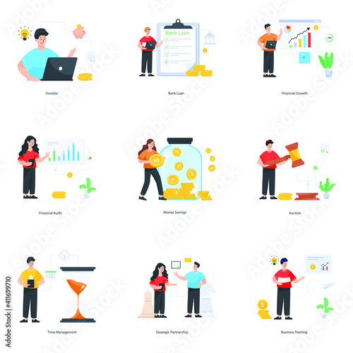  Flat Illustrations of Banking in Editable Designs 