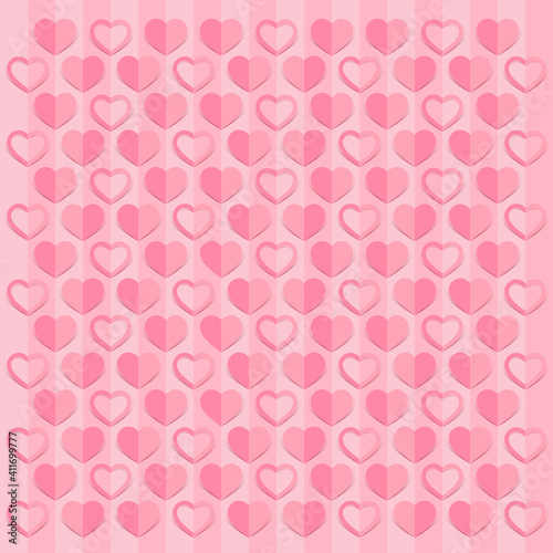 Love hearts Valentines day background , paper cut style