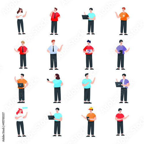 Flat Editable Character Illustrations Pack
