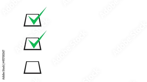 green check mark sign tick in checkbox on white background with blank space for design. checklist and approved concept