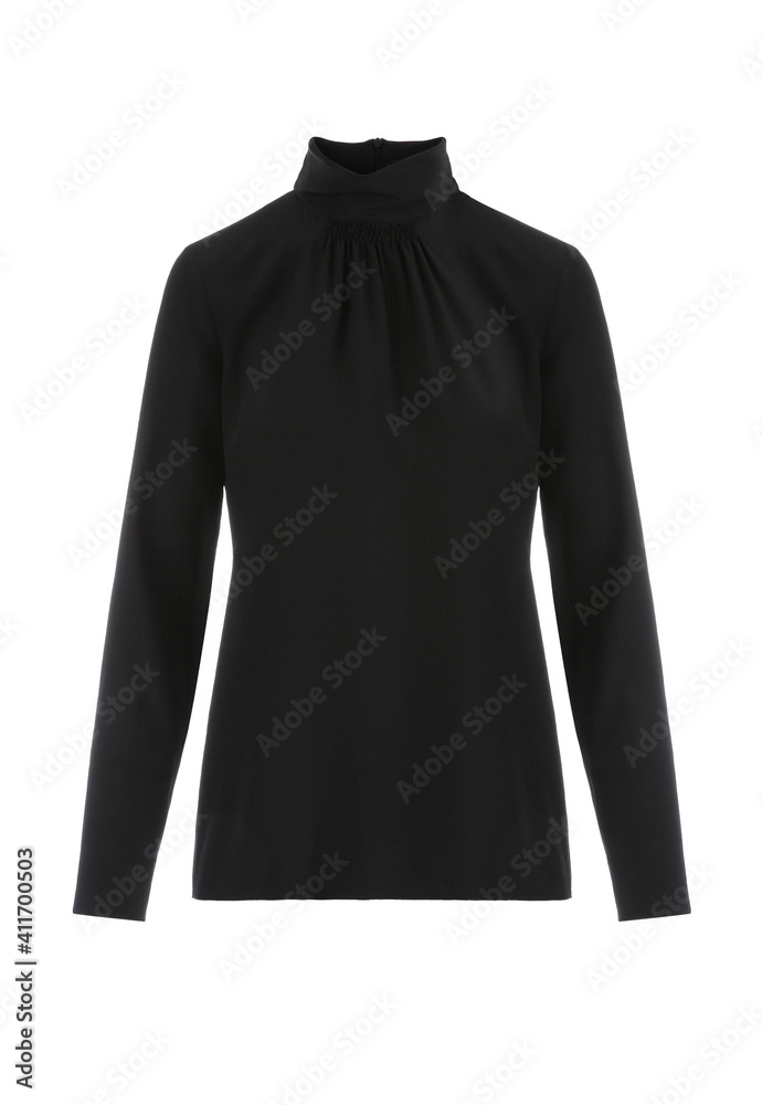 Festive black blouse. Front view