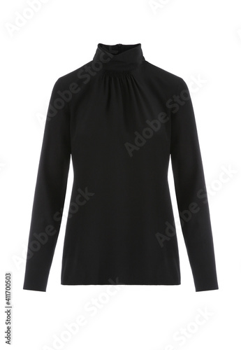 Festive black blouse. Front view