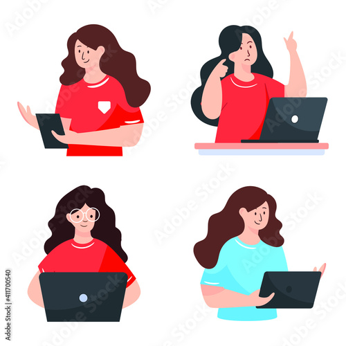 
Flat Illustrations of Female Activities
