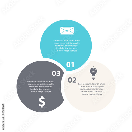 Vector infographic with 3 steps, options or processes. Template for diagram, graph, workflow, web design. Business concept isolated on white background.