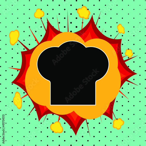 Chef cap sign, pop art explosion, vector illustration for design
