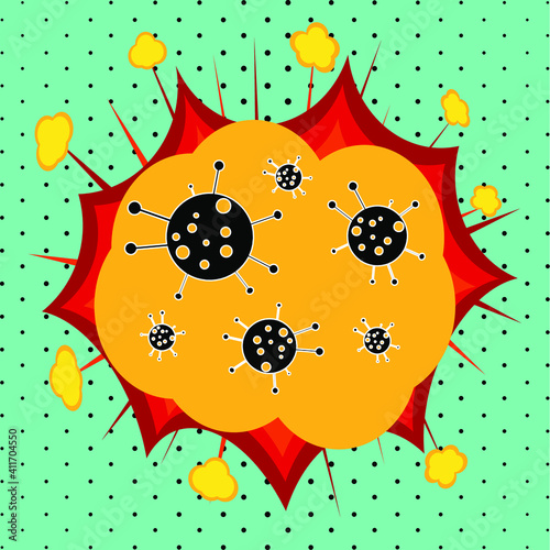 Viruses sign, pop art explosion, vector illustration for design