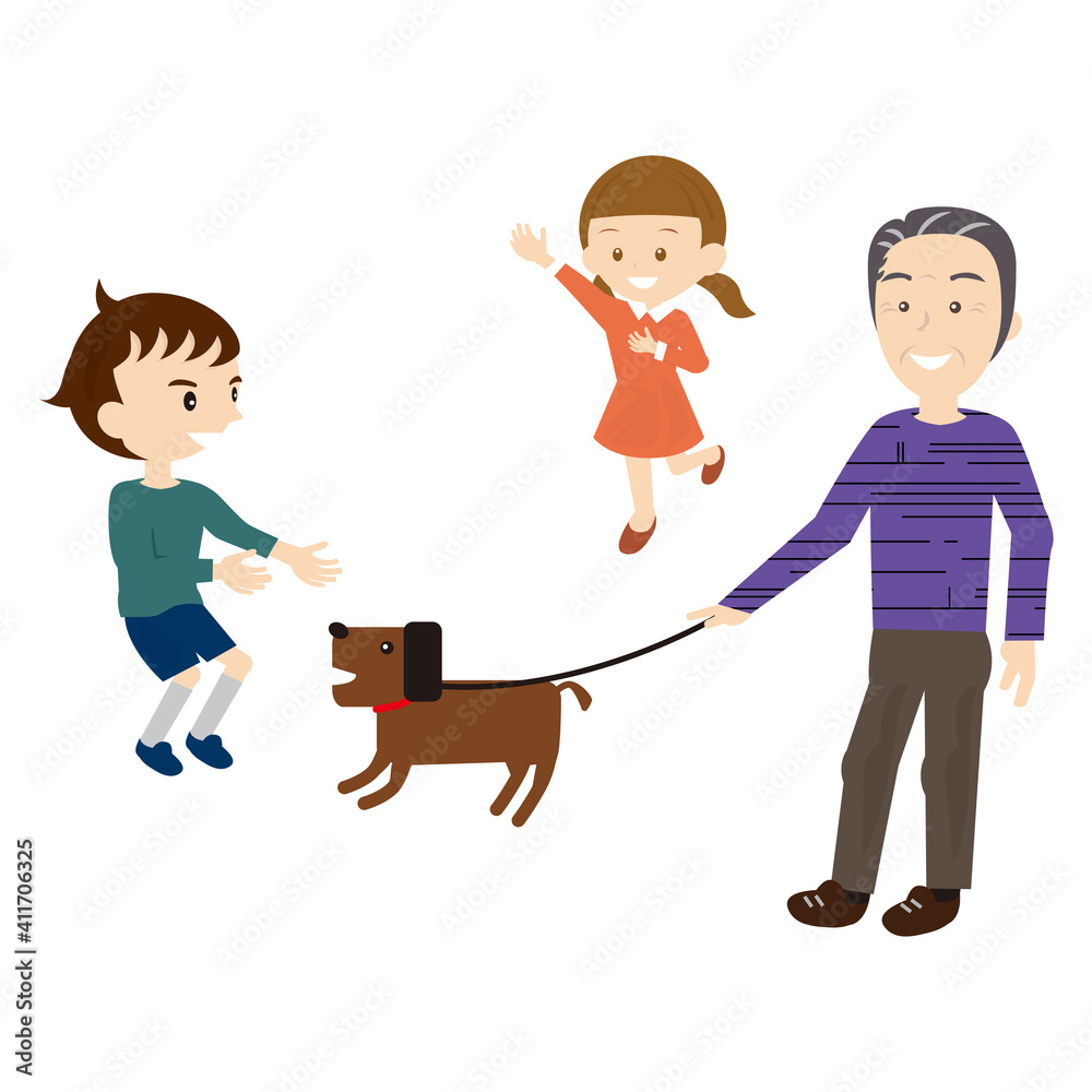 地域交流　犬の散歩