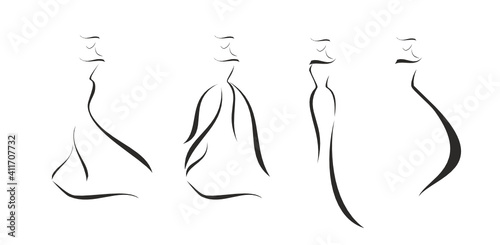 
face, silhouette, girl, bride, beauty, woman, hat, logo, symbol, emblem, silhouette of a girl, style, fashion, mannequin, model, artist, catwalk, seamstress, dress, salon, graduation, wedding, tattoo