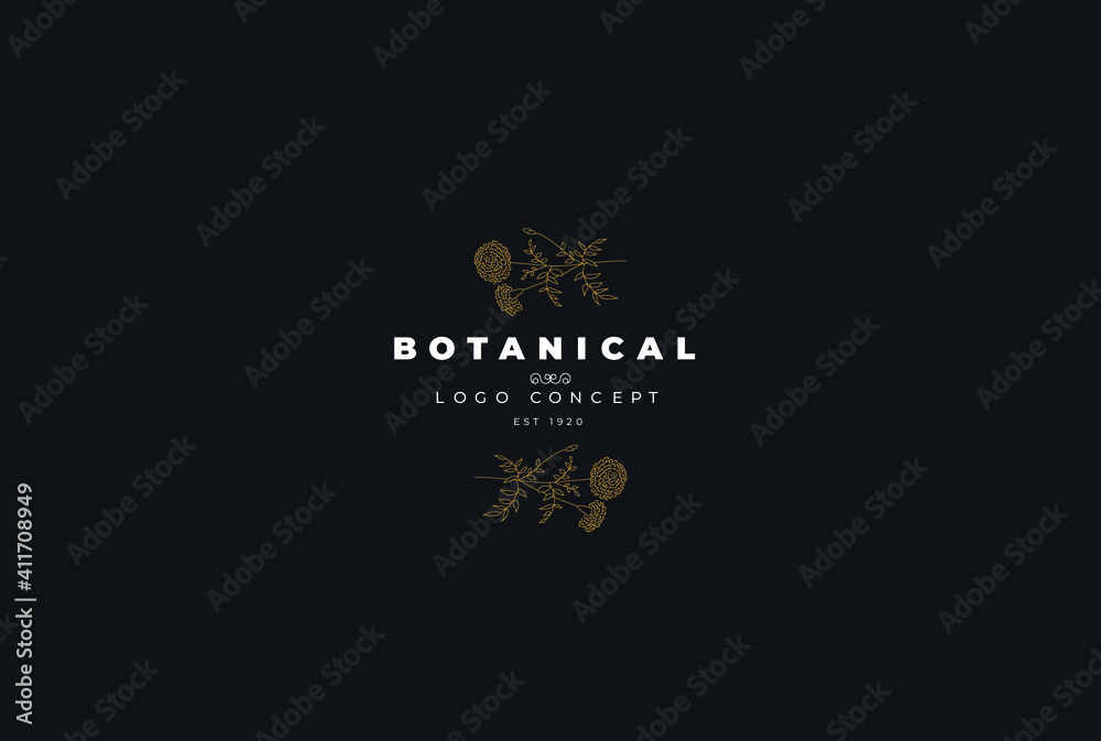 Floral botanical minimal hand drawn logo 