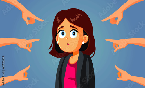 Hands Pointing to a Confused Business Woman