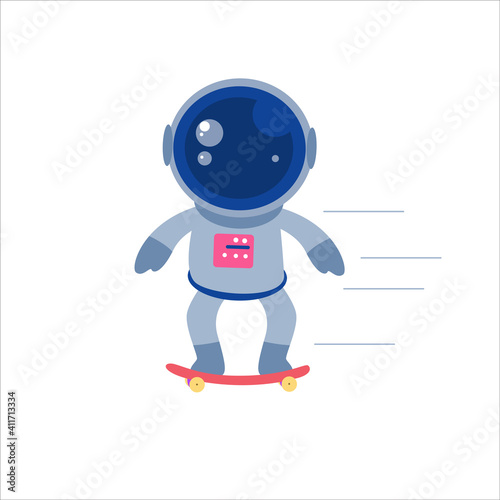 Astronaut With Skateboard Character Vector Template Design Illustration