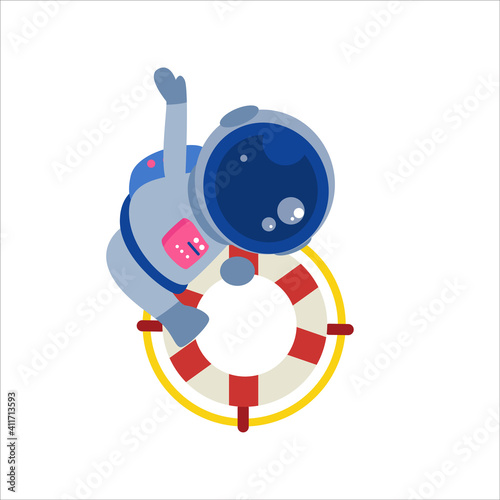 Astronaut With Swimming Balloon Character Vector Template Design Illustration © WIC Studio